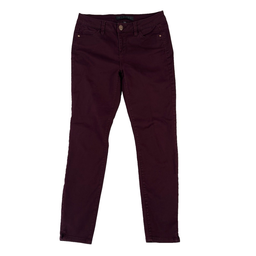 Tinsel Denim Mid-Rise Skinny Jeans Womens 27 (30x26.5) Burgundy Stretch